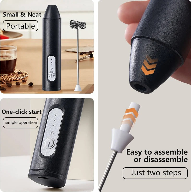Electric Milk Frother Coffee Handheld Wireless Charging Milk Frother